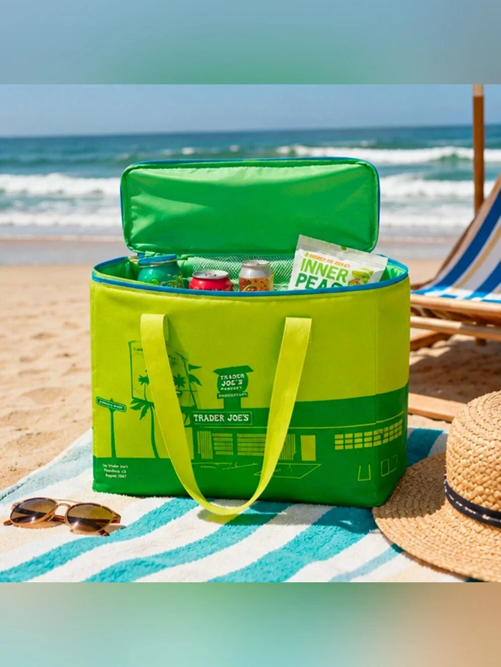 NWT Trader Joe's 8 Gal XL Reusable Bag Cooler Insulated Lime Green FREE GIFT🎁